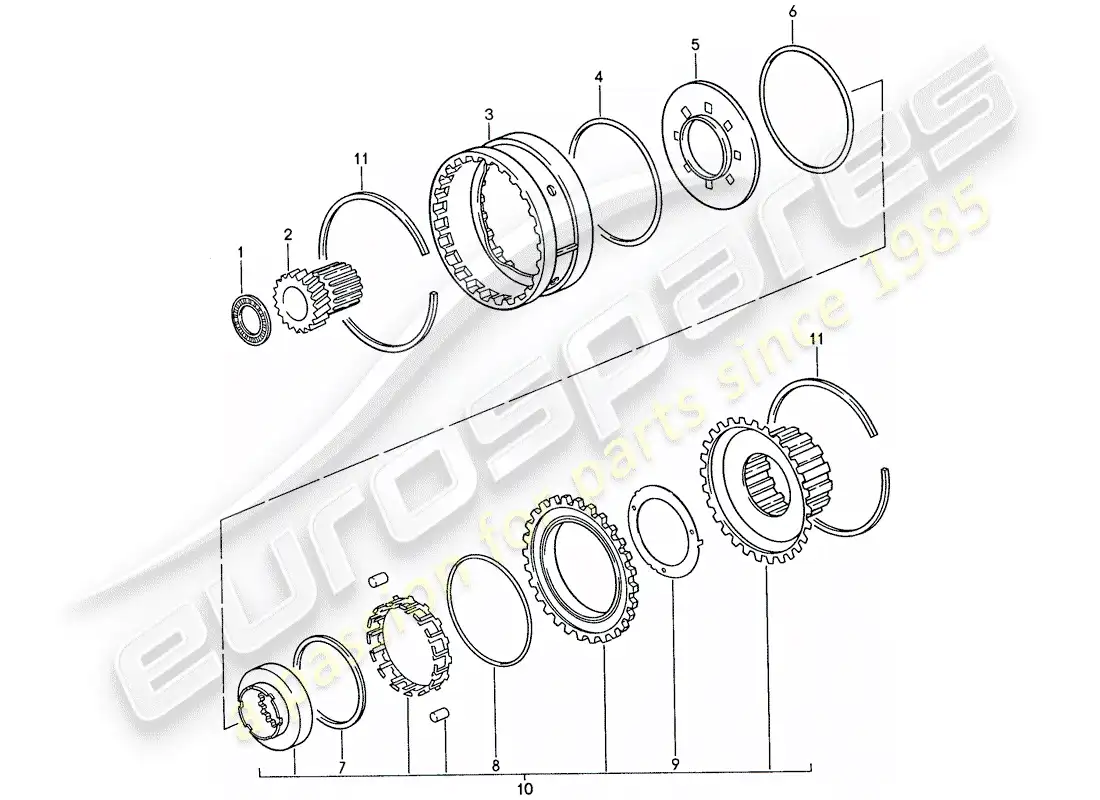 porsche 1990 (928) automatic transmission - freewheel parts diagram