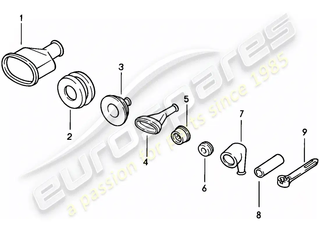 porsche 1988 (924s) grommet - tie wrap parts diagram