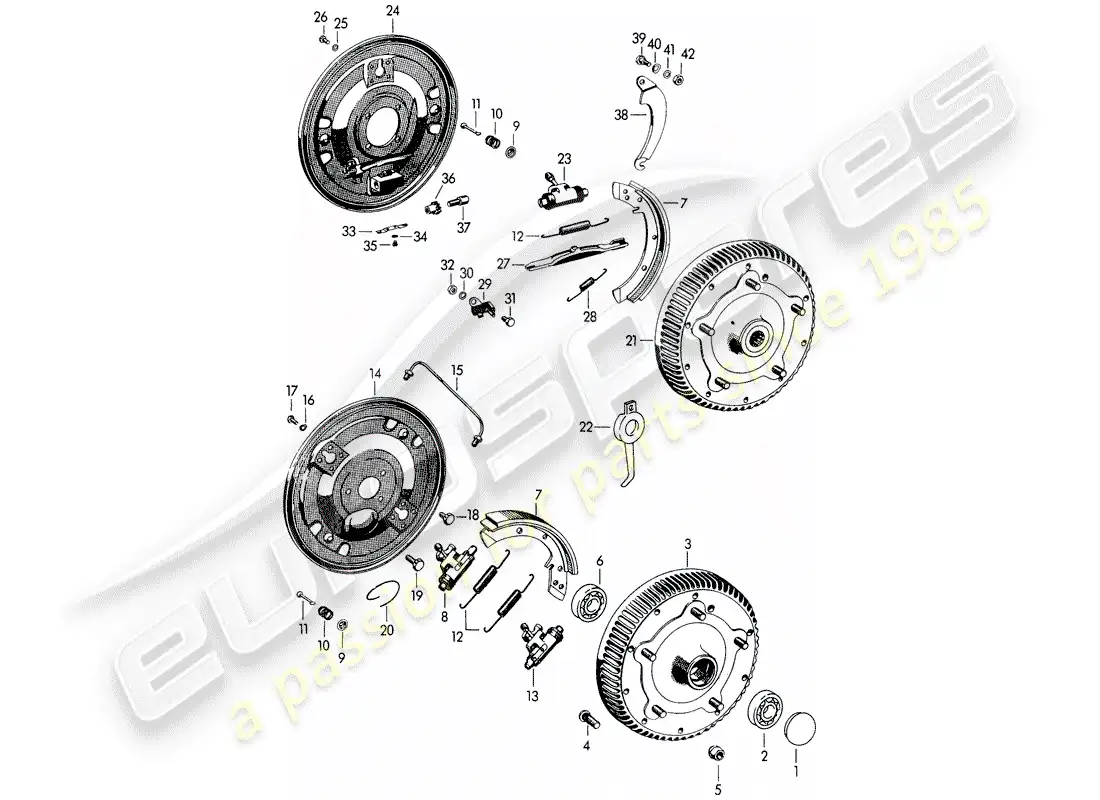 porsche 1957 (356/356a) brake parts diagram
