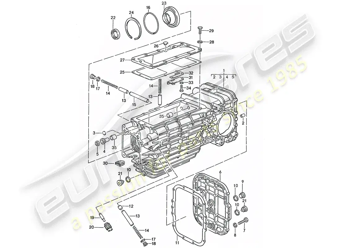 porsche 1991 (928) manual gearbox - replacement transmission - transmission case parts diagram