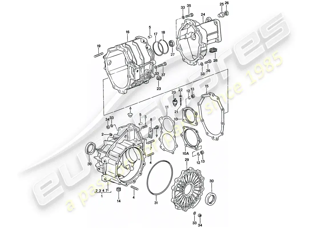 porsche 1979 (924) replacement transmission - transmission case - 5-speed parts diagram