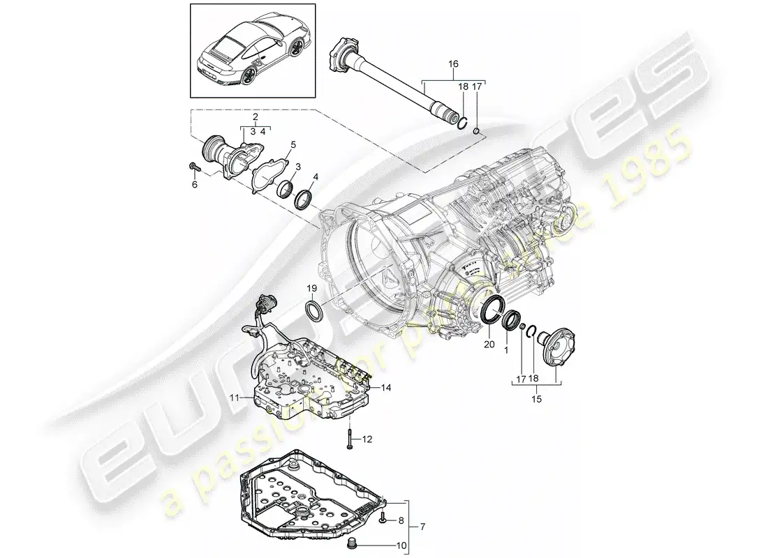 porsche 2013 (997-2 turbo / gt2 rs) - pdk - parts diagram