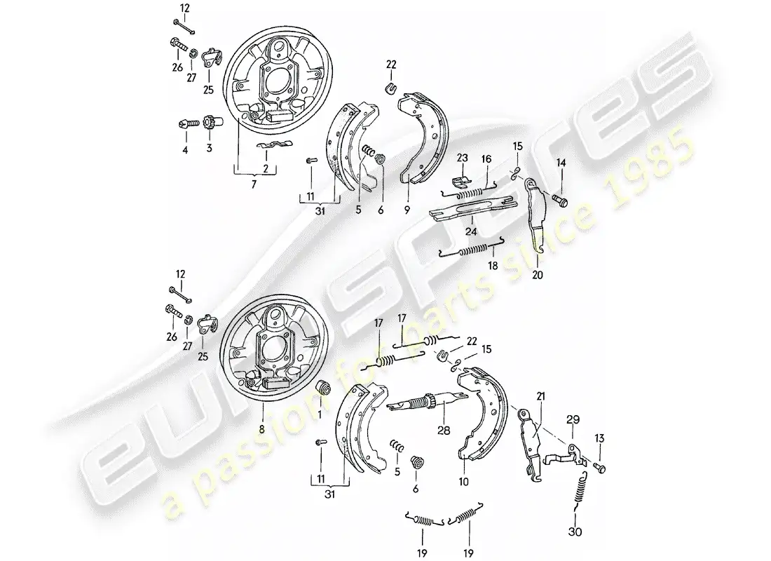 porsche 1981 (924) brake - rear axle - d >> - mj 1980 parts diagram