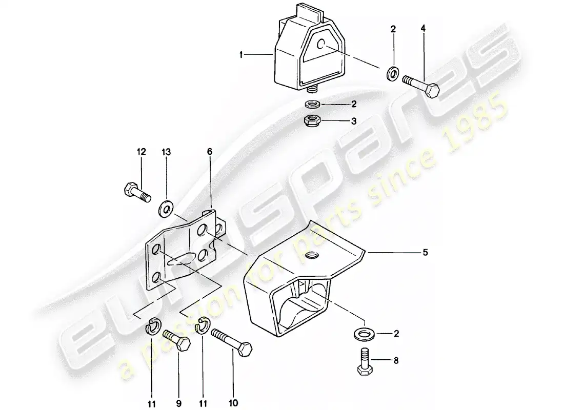 porsche 1981 (924) transmission suspension - manual gearbox parts diagram