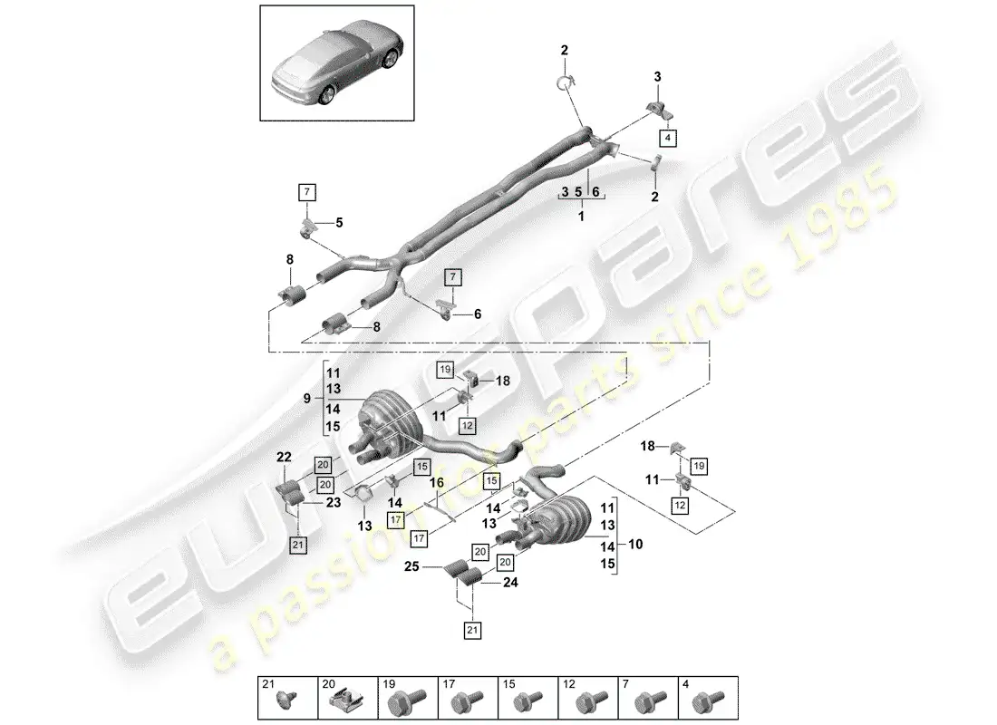 porsche 2017 (panamera 971-1) exhaust system parts diagram