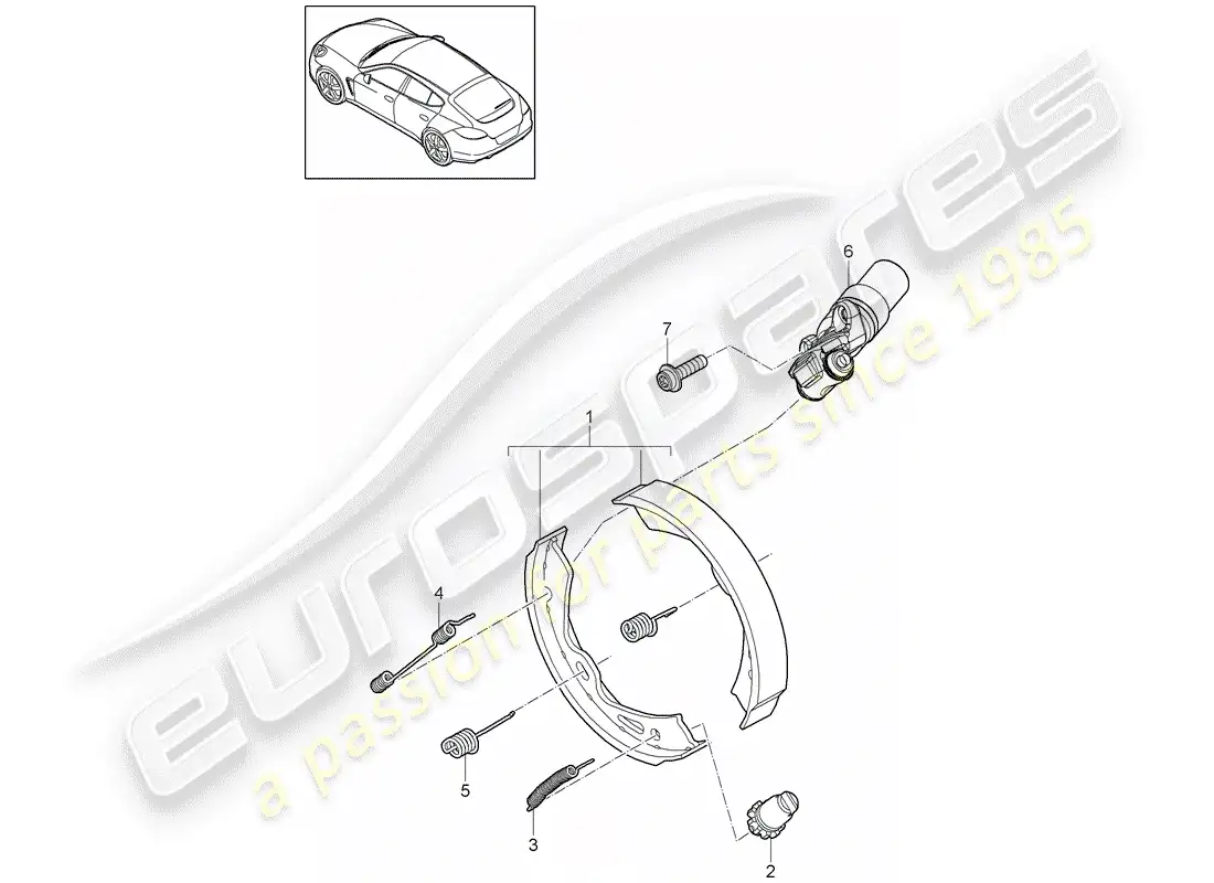 porsche 2014 (panamera 970) parking brake parts diagram