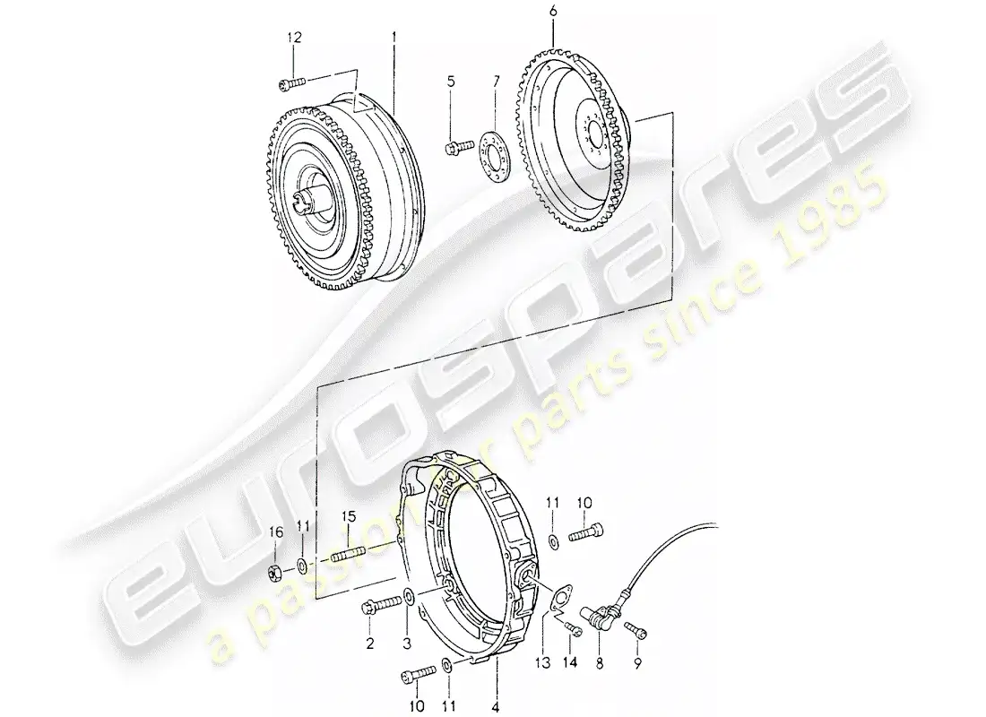 porsche 1991 (964) tiptronic - torque converter parts diagram