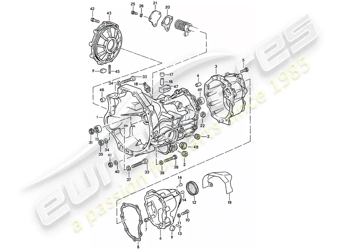 porsche 1986 (924s) replacement transmission - transmission case - manual gearbox parts diagram