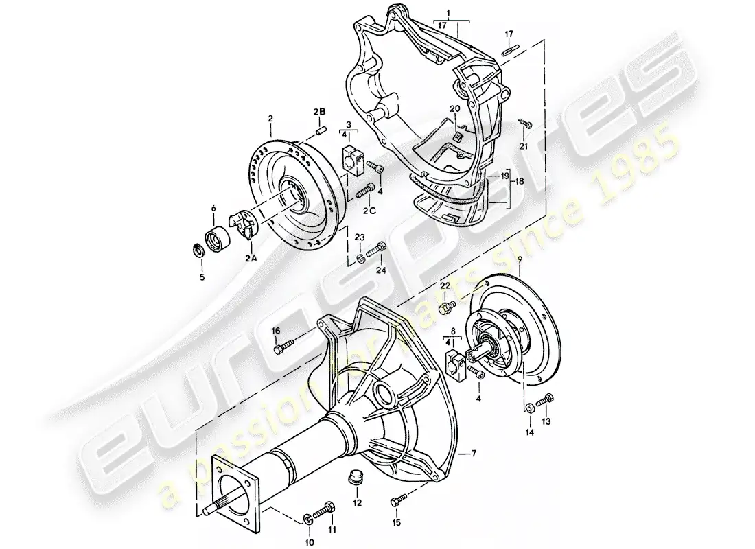porsche 1981 (924) central tube - automatic transmission parts diagram