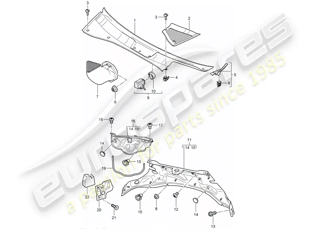 porsche 2004 (cayenne e1 9pa) cover parts diagram