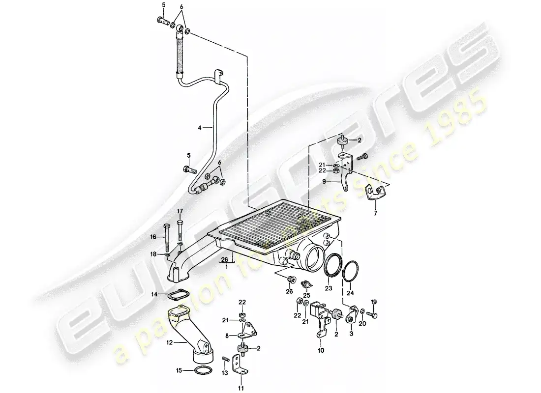 porsche 1984 (924) charge air cooler parts diagram