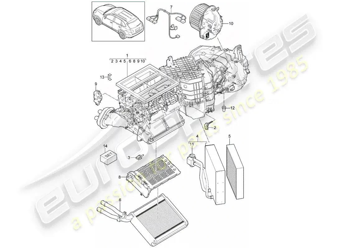 porsche 2014 (cayenne e2 92a) air conditioner part diagram