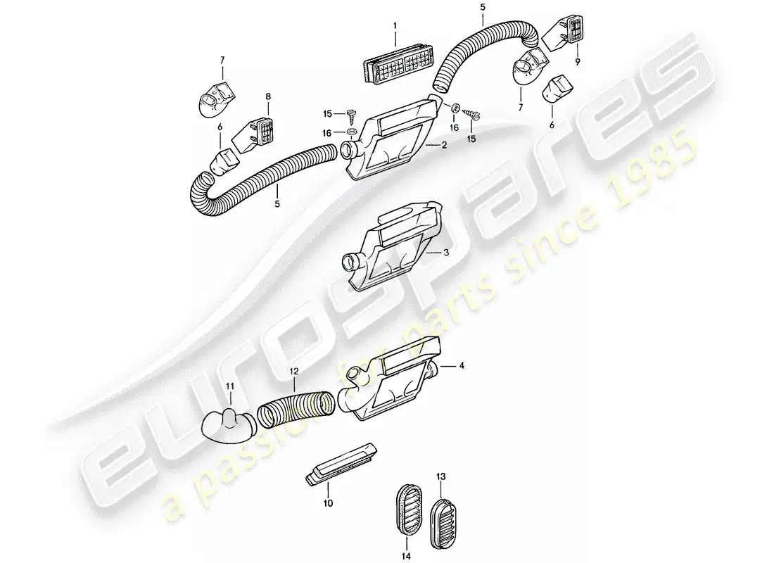 porsche 1986 (924s) air duct parts diagram