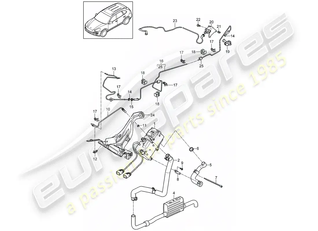 porsche 2014 (cayenne e2 92a) additional heater parts diagram