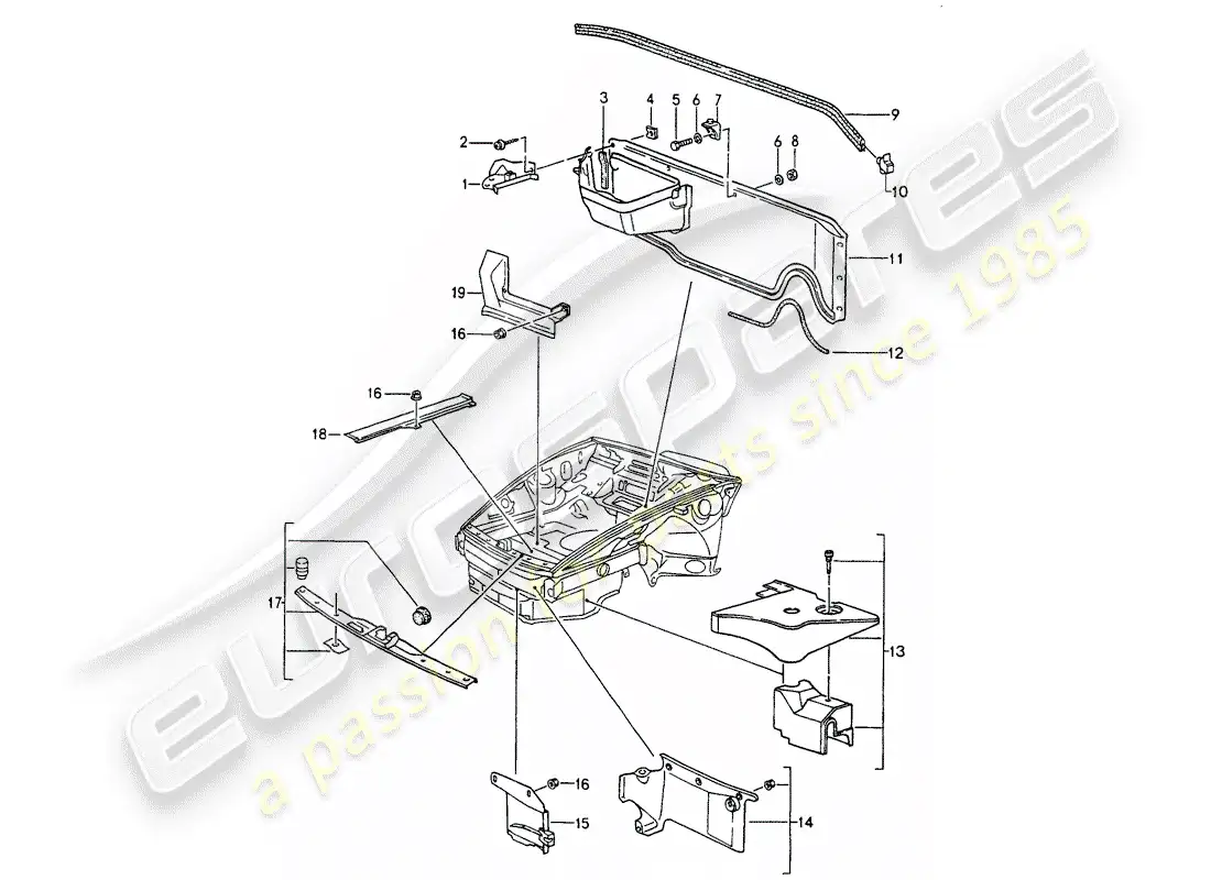 porsche 1992 (964) cover - front end parts diagram