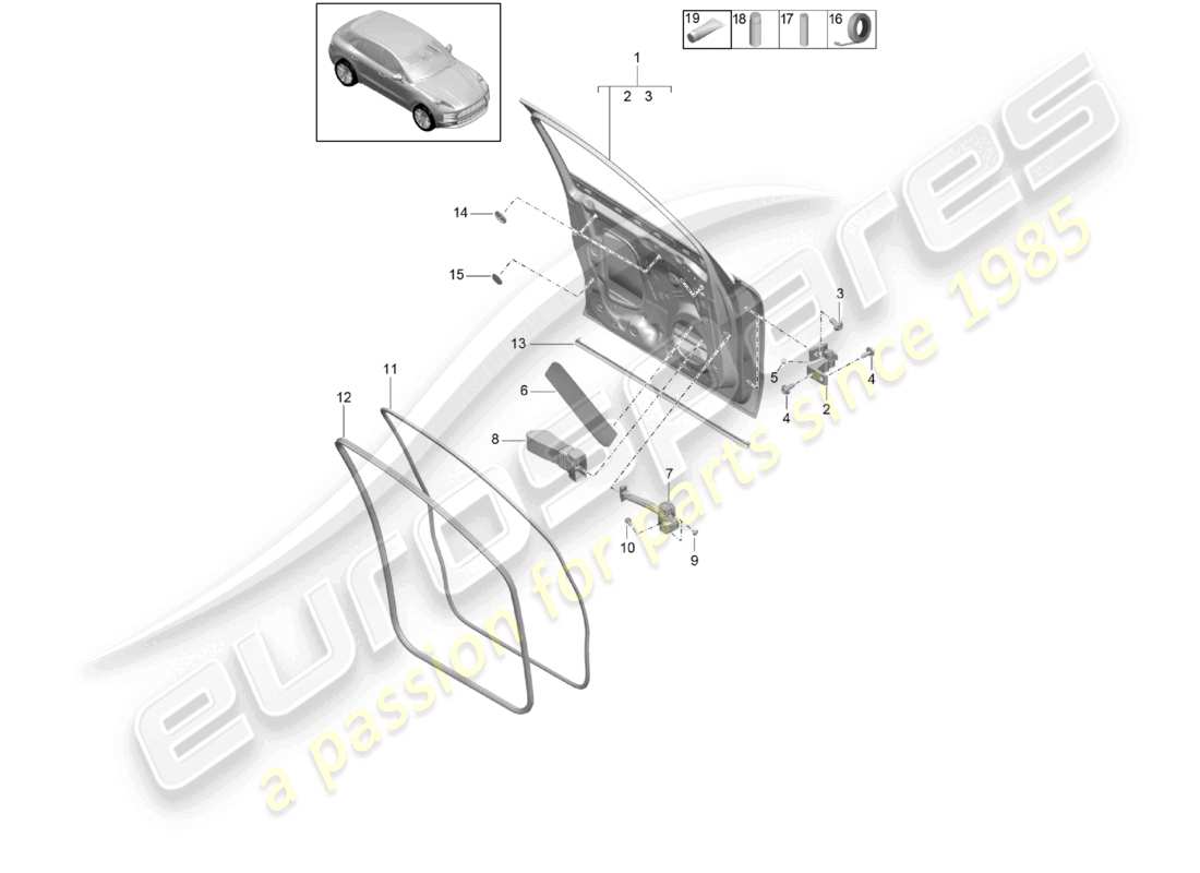 porsche 2021 (macan) door shell front accessories parts diagram