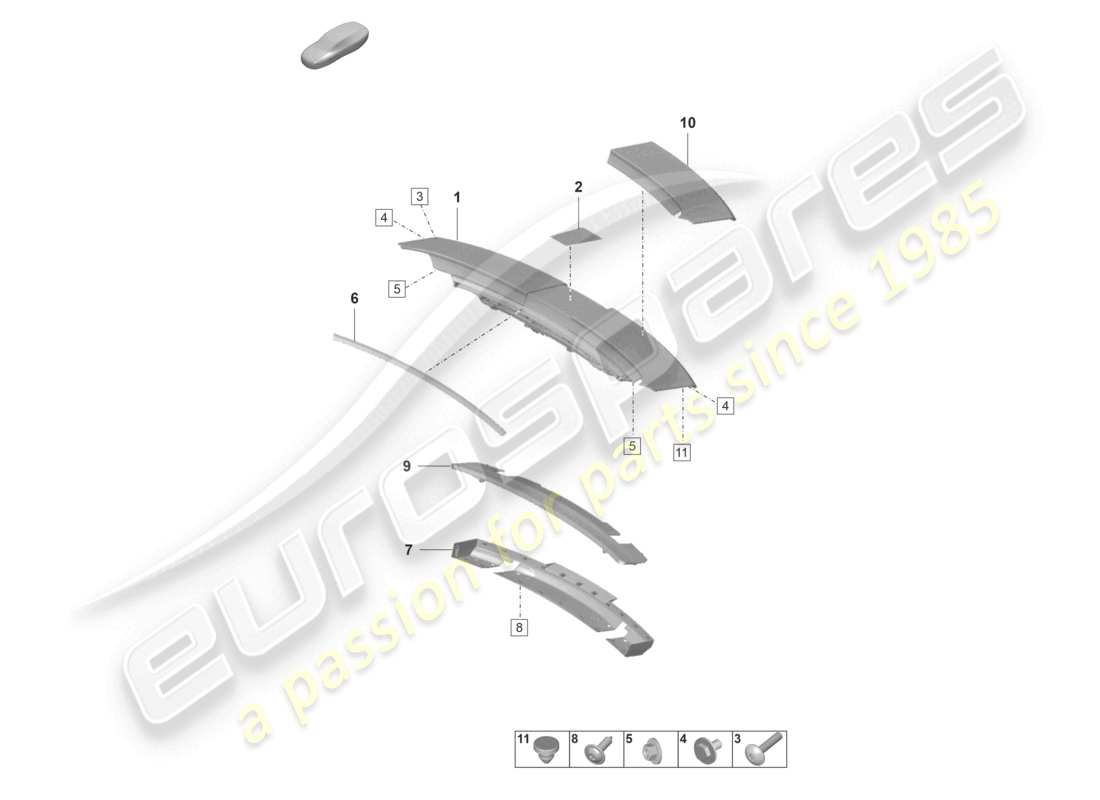 porsche 2024 (panamera 971-2) rear spoiler rear part diagram