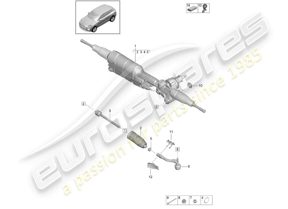 porsche 2023 (macan) steering gear part diagram