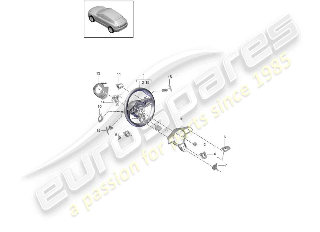 porsche 2021 (macan) steering wheel part diagram