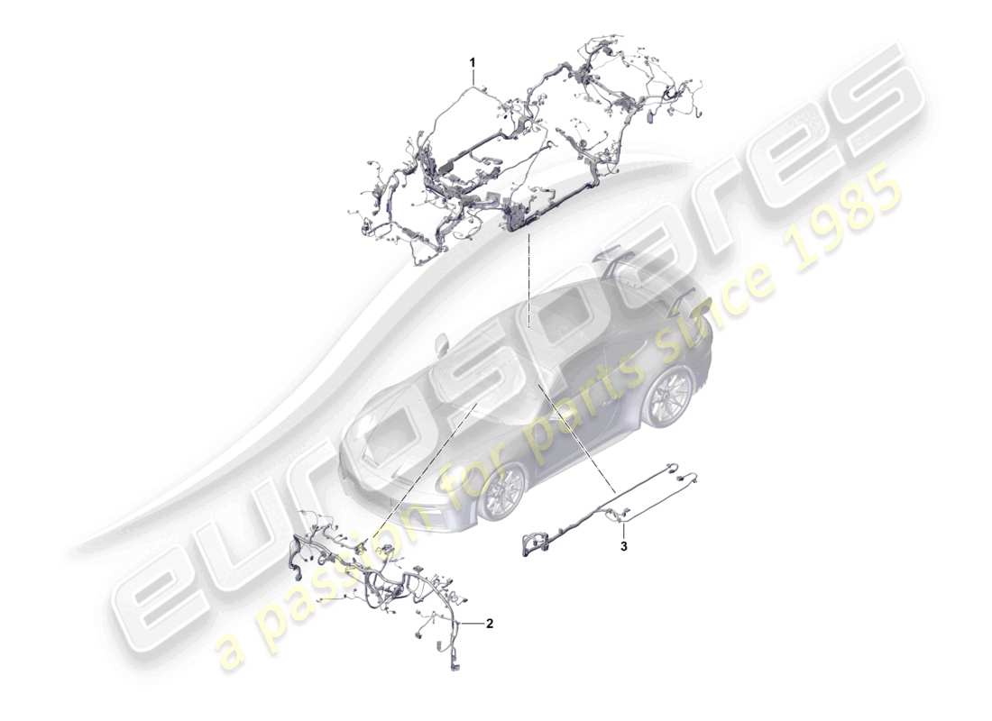 porsche 2026 (992-2 gt3) wire set for passenger compartement and dashboard wiring harness for centre console part diagram