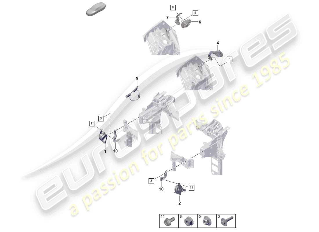 porsche 2023 (cayenne e3 pa) fanfare signal horn alarm horn part diagram