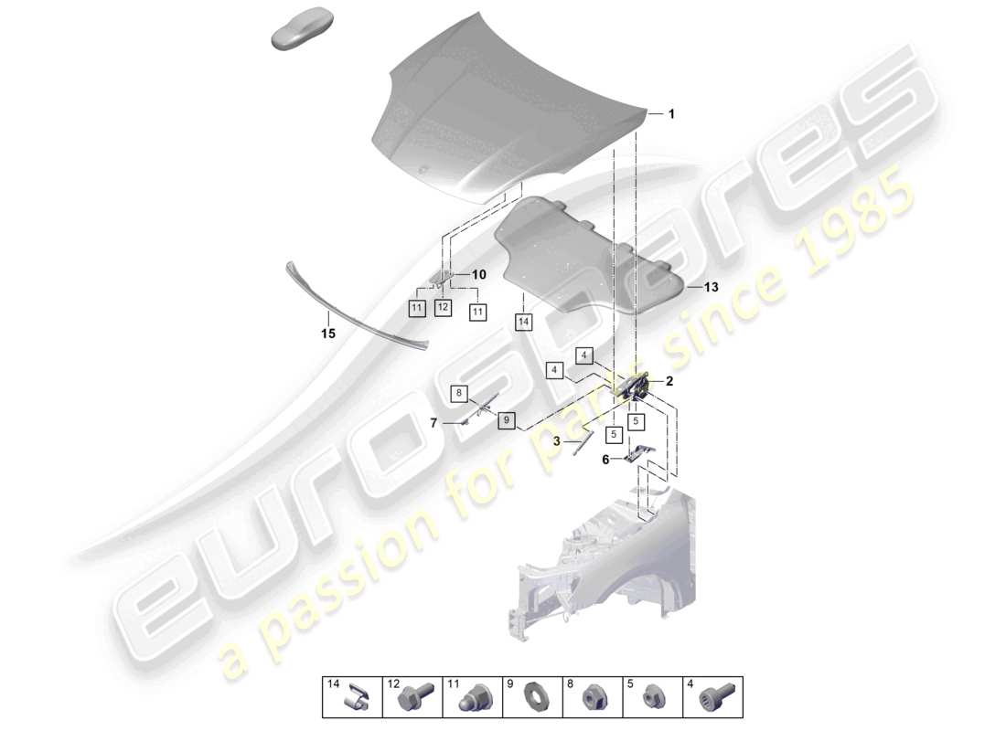 porsche 2025 (cayenne e3 pa) bonnet part diagram