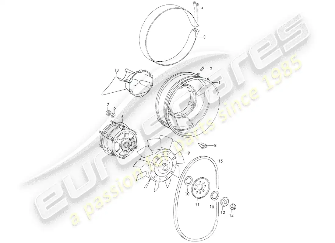 porsche 1971 (911) air cooling parts diagram