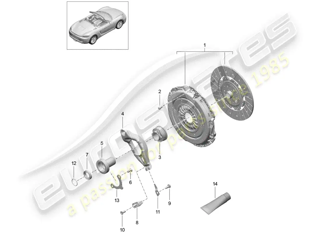 porsche 2018 (718 boxster) clutch parts diagram