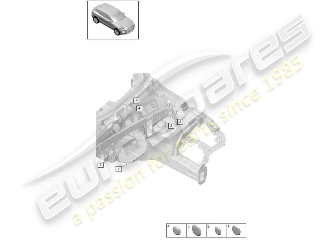 porsche 2021 (macan) bungs front end firewall parts diagram