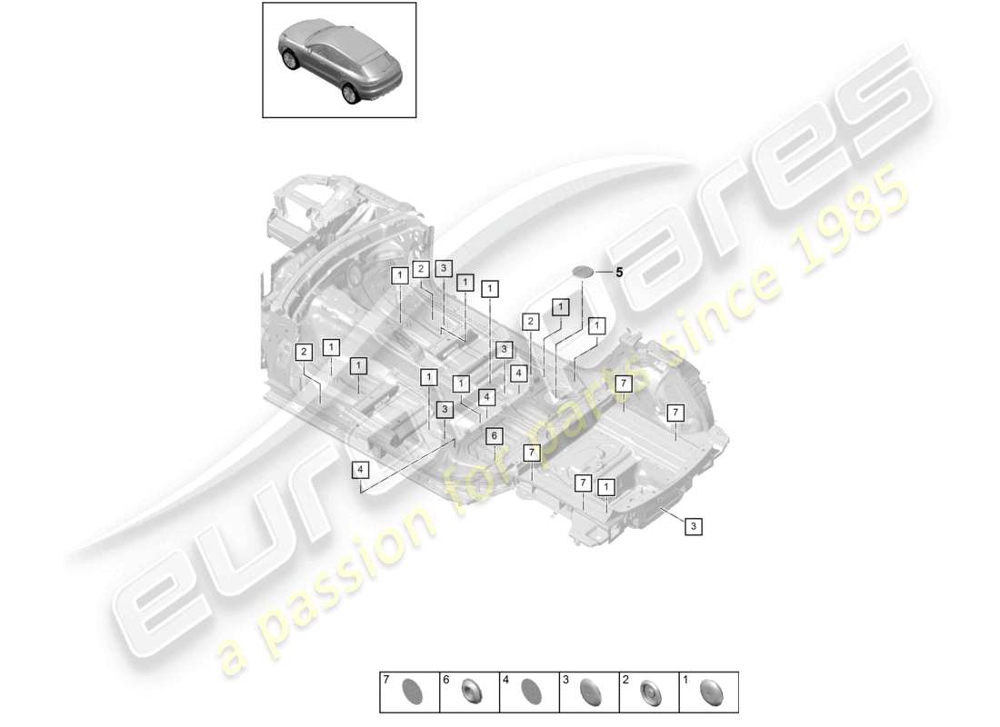 porsche 2021 (macan) bungs inner underbody parts diagram
