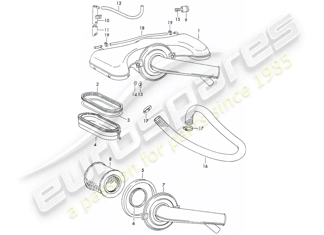 porsche 1971 (911) air cleaner system - for - - zenith - carburetor parts diagram