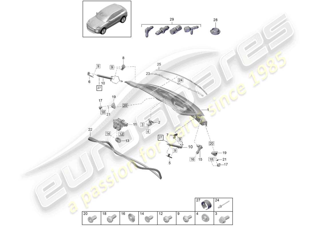 porsche 2021 (macan) rear lid parts diagram