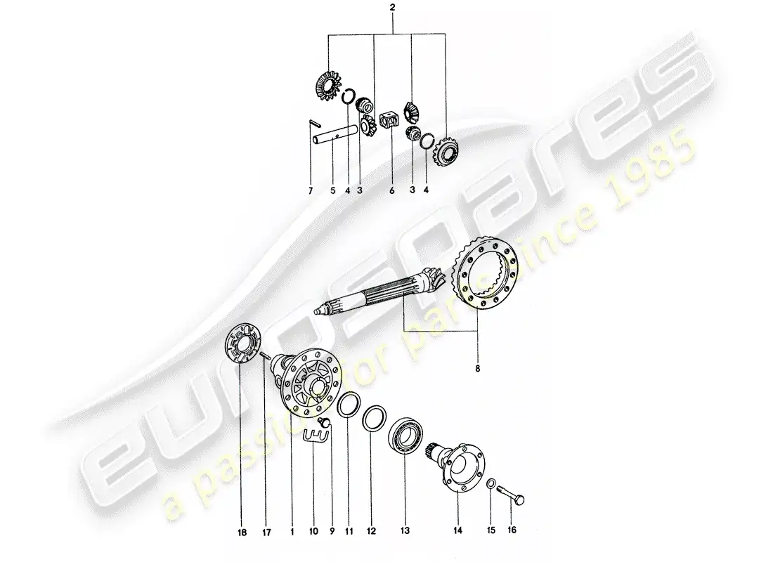 porsche 1976 (911 turbo) differential parts diagram
