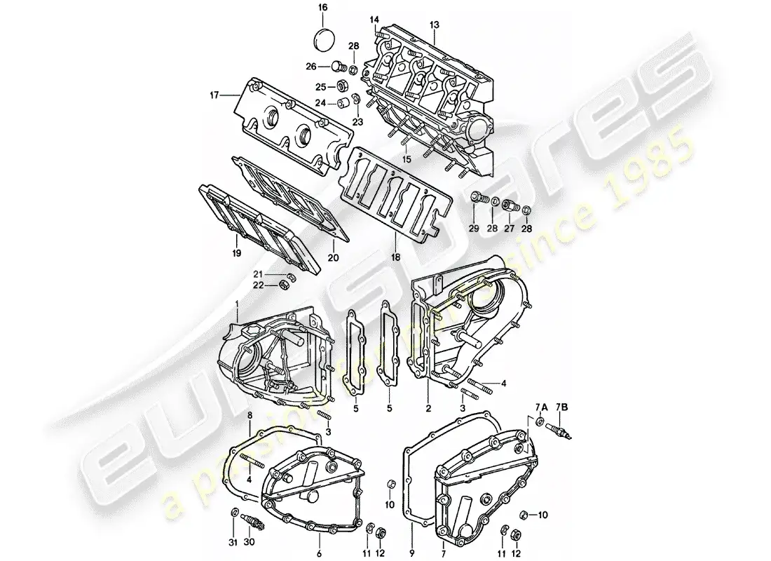 porsche 1981 (911) camshaft housing - chain case parts diagram