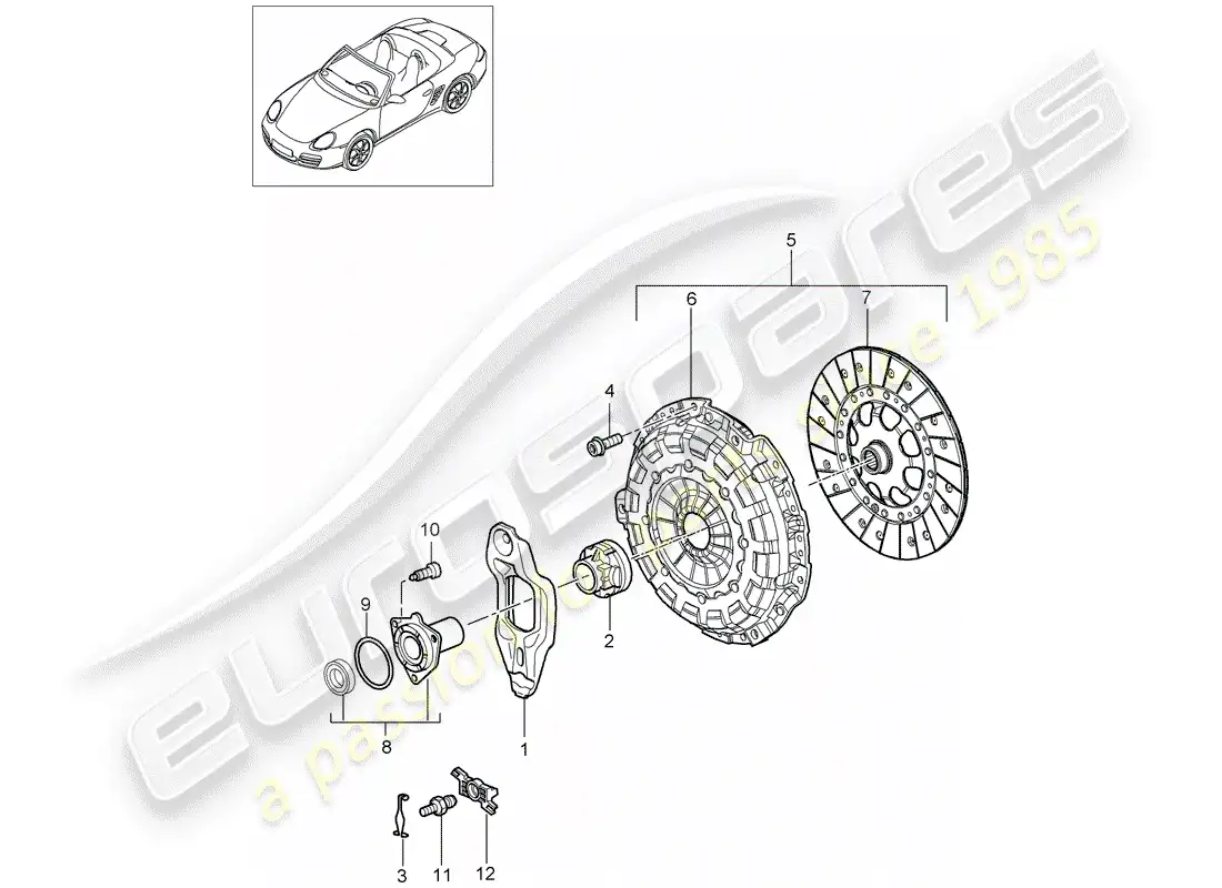 porsche 2007 (987 boxster) clutch parts diagram