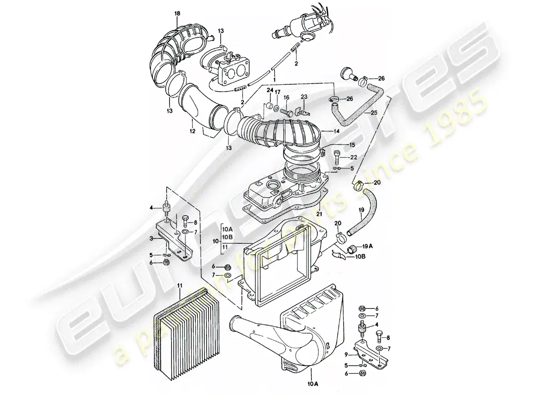 porsche 1982 (924) air cleaner system parts diagram
