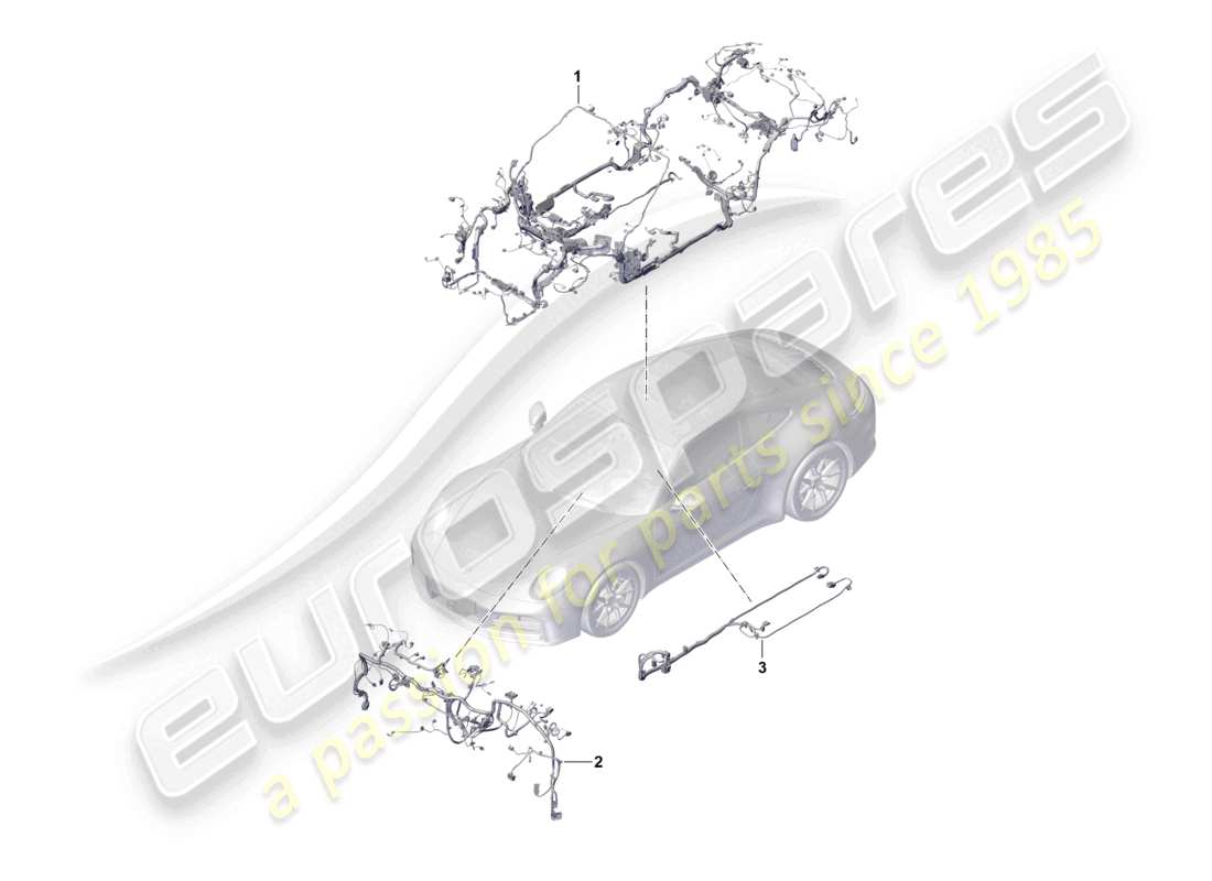 porsche 2024 (992-2) wire set for passenger compartement and dashboard wiring harness for centre console part diagram