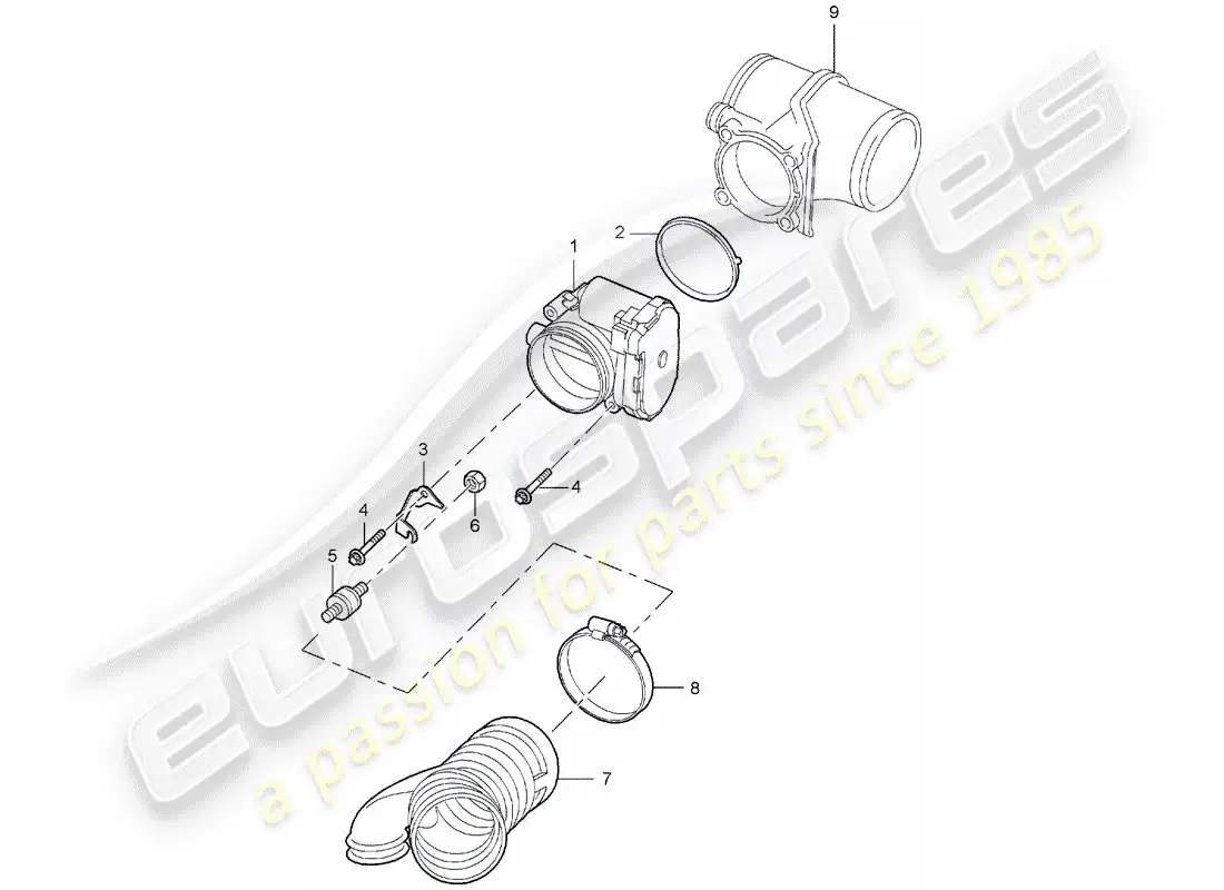 porsche 2008 (997-1) throttle body parts diagram