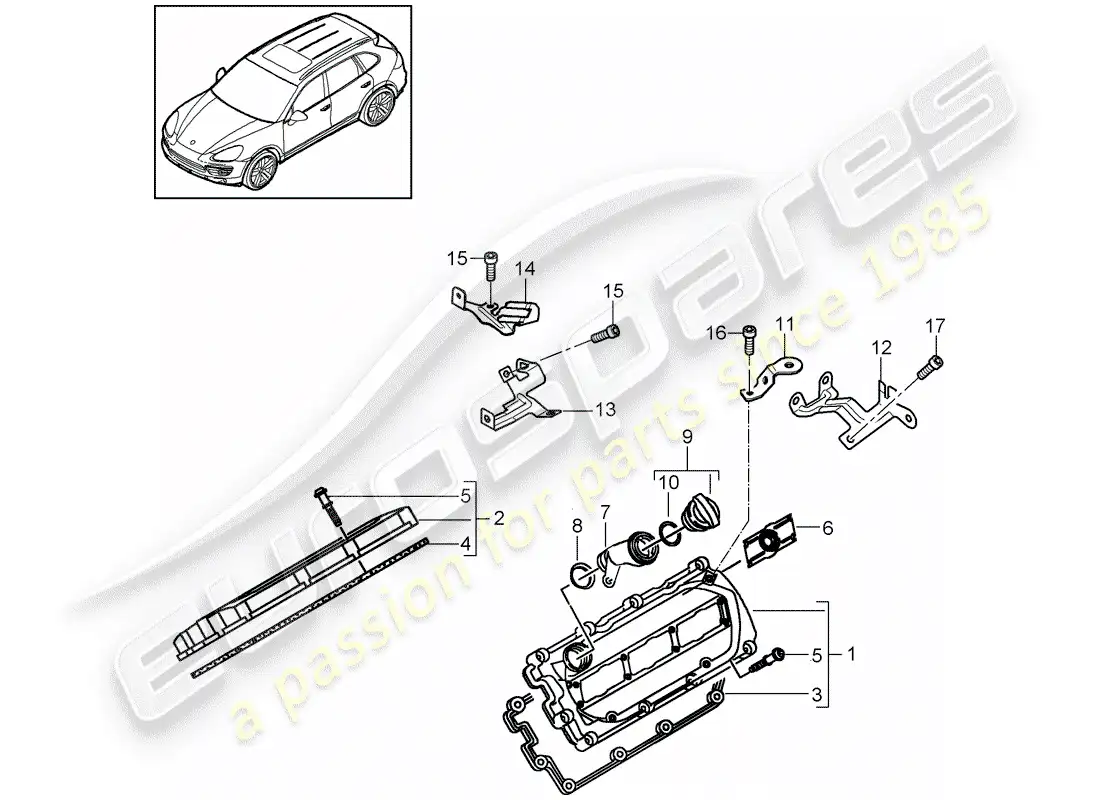 porsche 2014 (cayenne e2 92a) valve cover part diagram