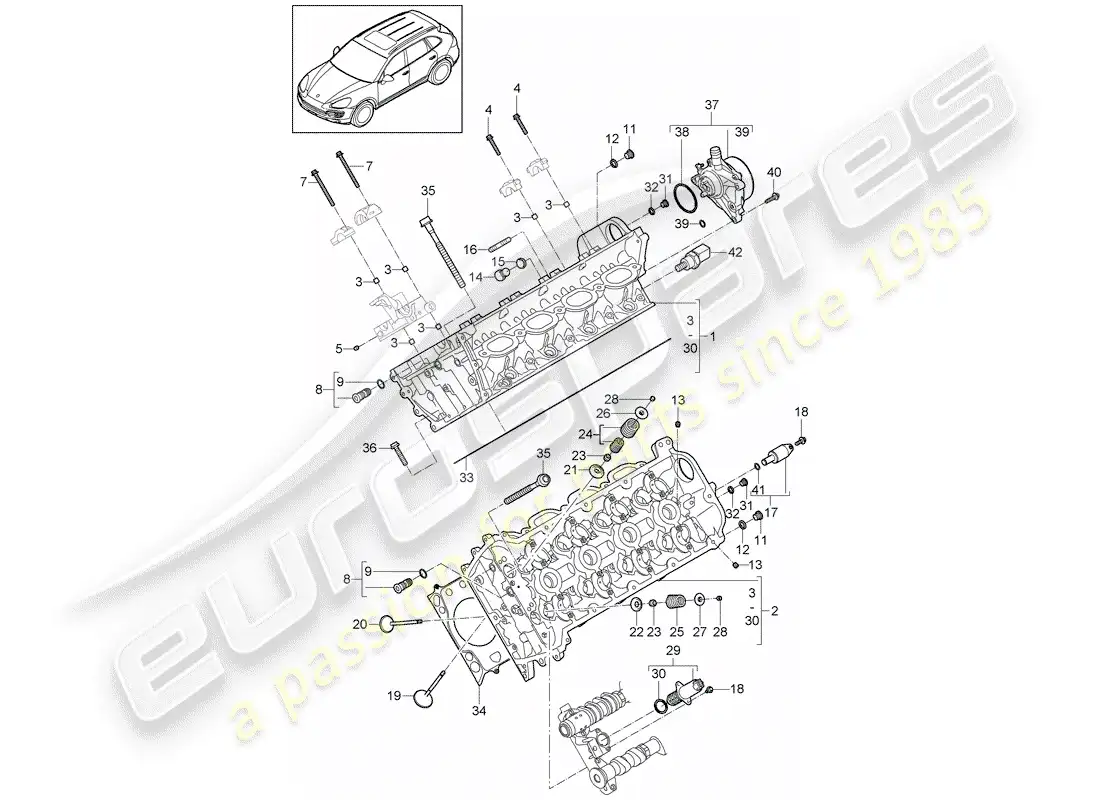 porsche 2014 (cayenne e2 92a) cylinder head part diagram