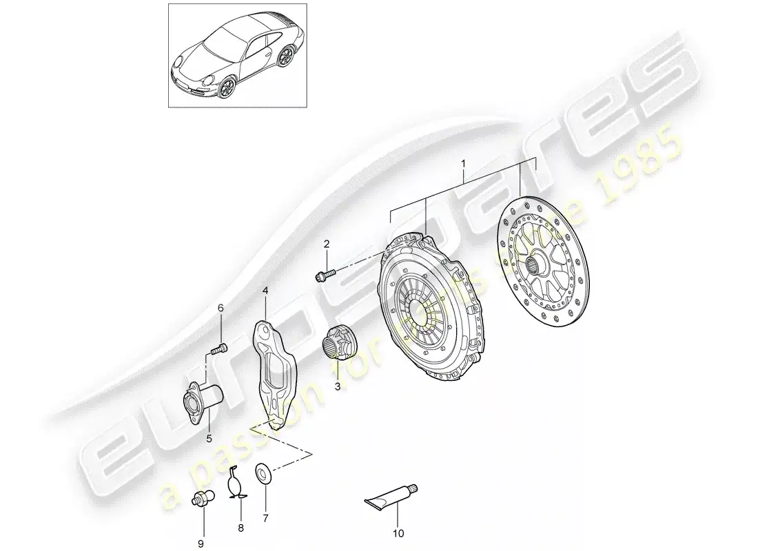 porsche 2012 (997-2) clutch parts diagram