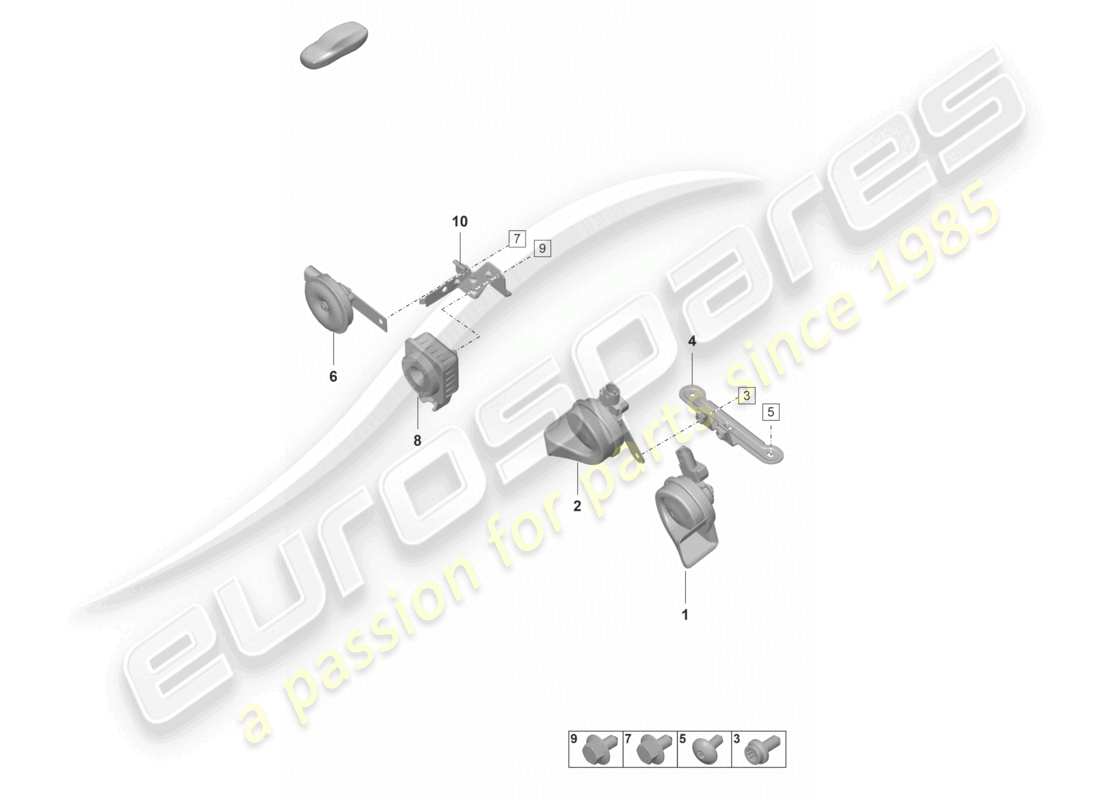 porsche 2026 (992-2 gt3/rs/st) fanfare signal horn alarm system part diagram