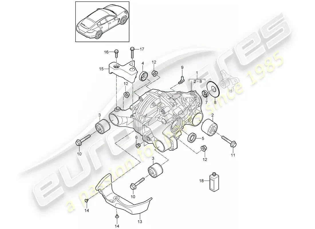 porsche 2012 (panamera 970) rear axle differential parts diagram