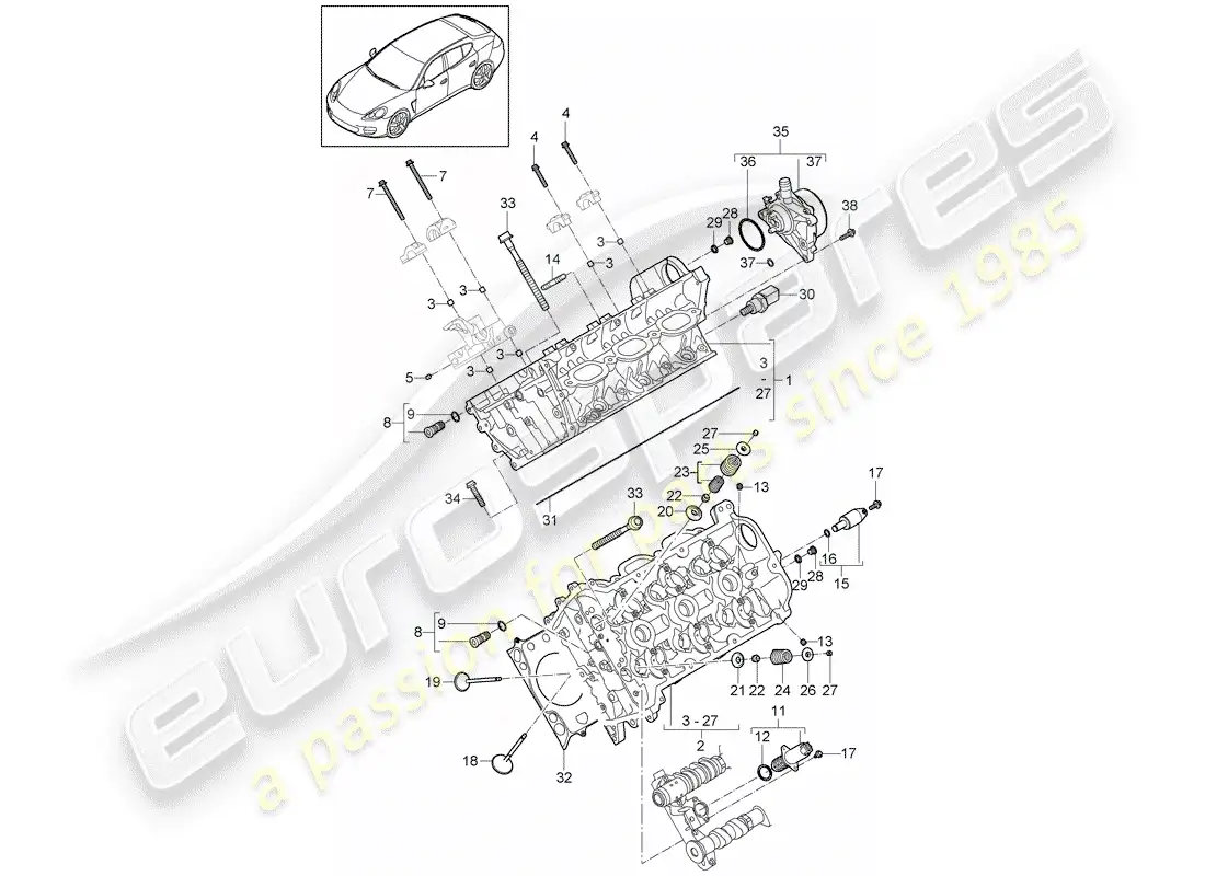 porsche 2014 (panamera 970) cylinder head parts diagram