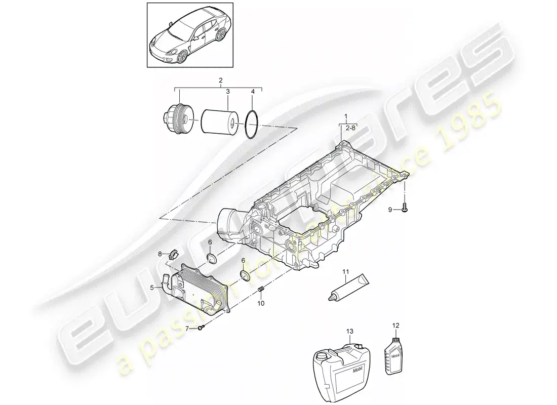 porsche 2014 (panamera 970) oil-conducting housing parts diagram