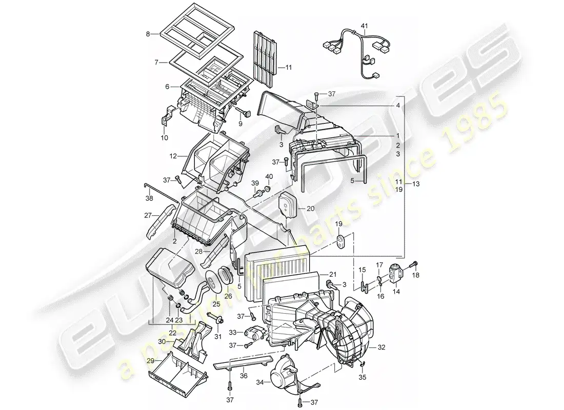 porsche 2004 (cayenne e1 9pa) heating, air cond. system parts diagram