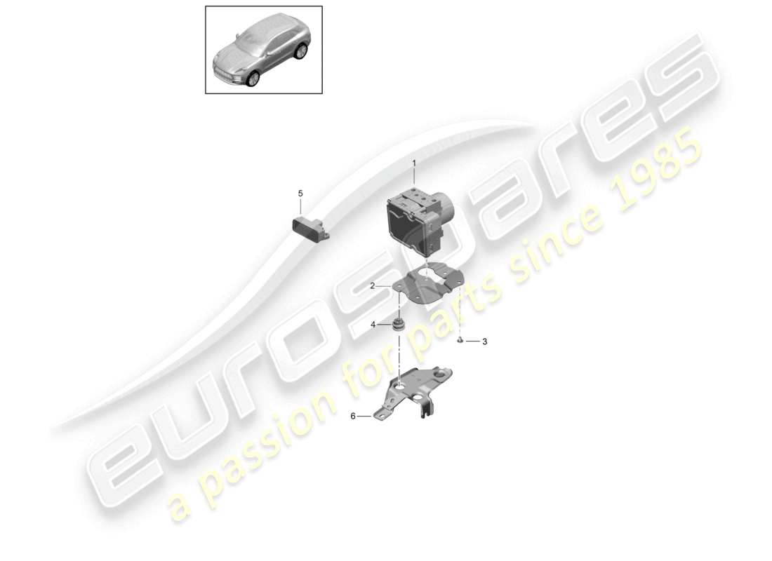 porsche 2021 (macan) hydraulic unit anti-locking brake syst. -abs- parts diagram