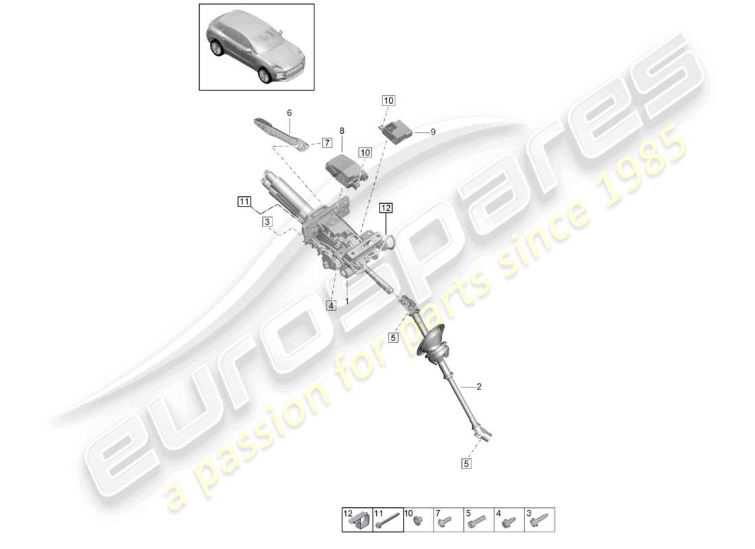 porsche 2021 (macan) steering column intermediate steering shaft parts diagram
