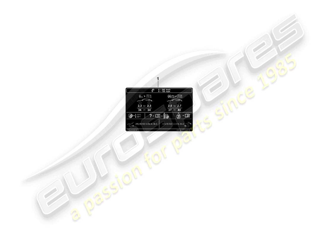 porsche 2023 (cayenne e3 pa) data plate for 22 tyre pressure for all-weather tyres part diagram