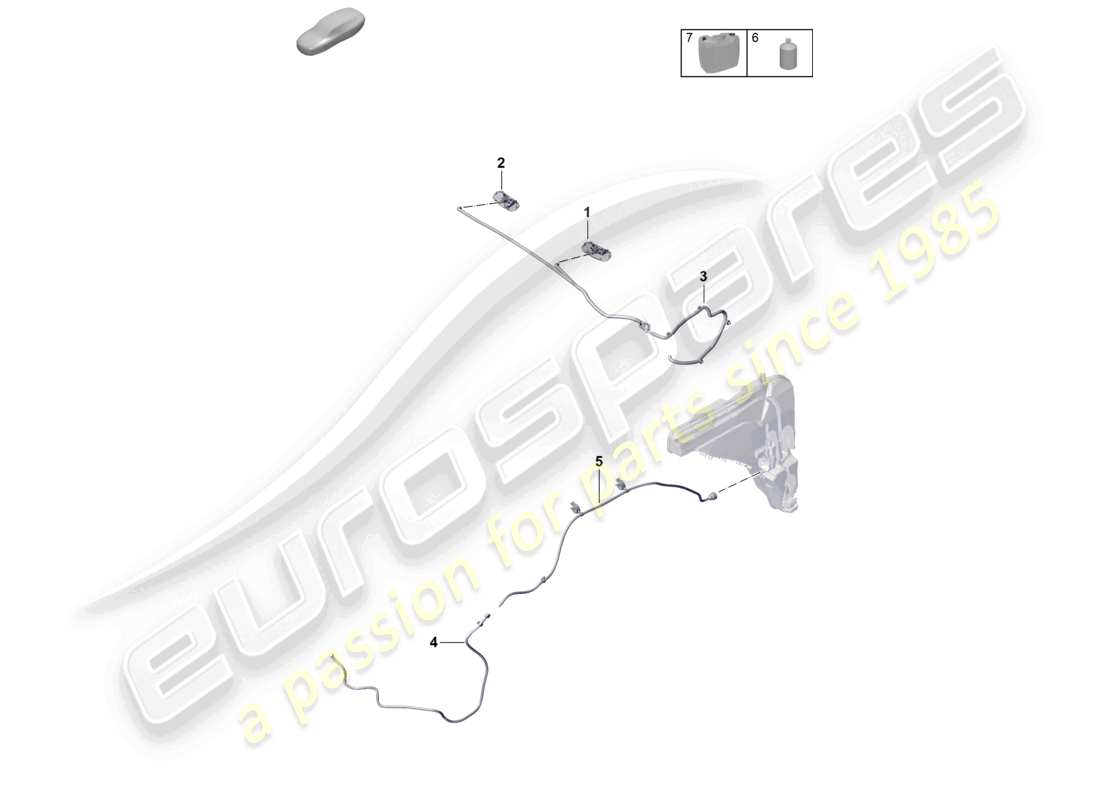 porsche 2023 (cayenne e3 pa) hose line for washer water water jet part diagram